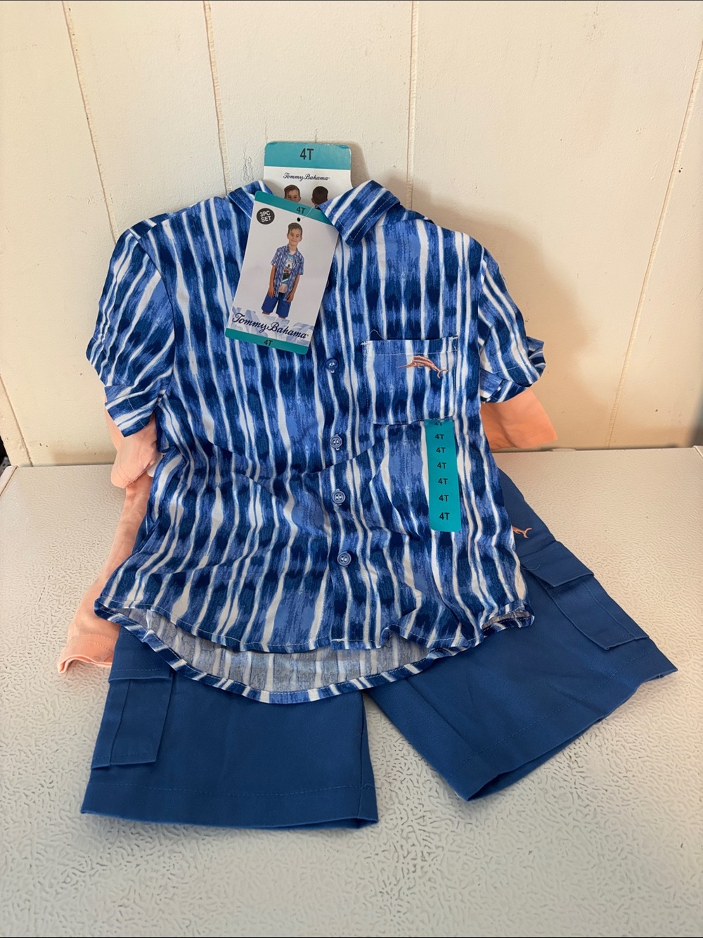 378 - Tommy Bahama Blue & White Striped Button-Down Shirt Set  - NEW